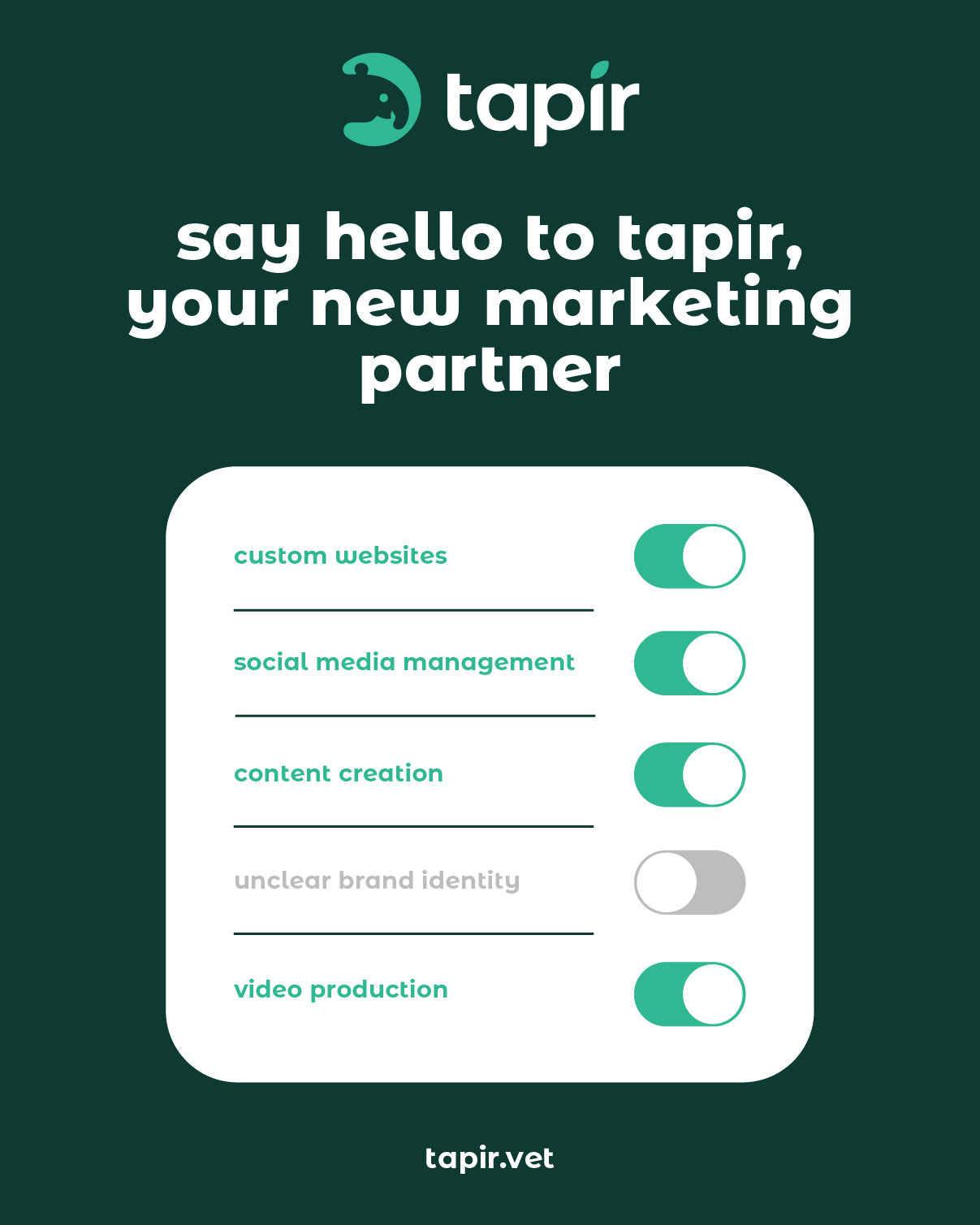 We’re not just a marketing team—we’re basically your practice’s work besties. 👫👭👬🧑🤝🧑Think of Tapir as the small but mighty crew that’s always there when you need us. Need fresh ideas? We’ve got you. Last-minute changes? We’re on it. Snacks? Okay, maybe we can’t deliver those (yet), but we’re your fully integrated partner in growth.
We know your practice inside and out—like that one friend who knows your lunch order. ☕#veterinary #vetmed #vetlife #vettech #marketing